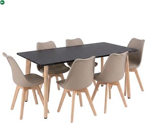 Silla 150 6+1 étkező garnitúra fekete-bézs