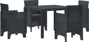 vidaXL Kert étkező szett 5 pcs Antracit Polipropilén