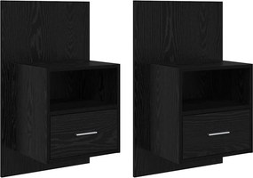 vidaXL Éjjeliszekrény 2 pcs Fekete tölgy 50 x 32,5 x 80cm Faanyag