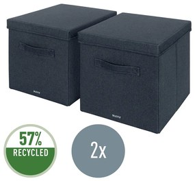 Sötétszürke fedeles textil tárolódoboz szett 2 db-os 33x38x32.5 cm – Leitz
