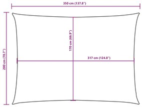 krémszínű téglalap alakú oxford-szövet napvitorla 2 x 3,5 m
