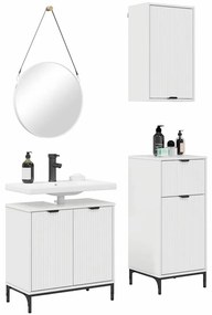Fürdőszoba bútor szett 3 pcs Magasfényű fehér 39.5 x 36 x 88 cm
