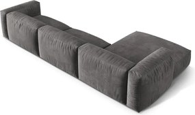 Szürke bársony moduláris sarokkanapé (bal oldali-heverő résszel) Martina – Micadoni