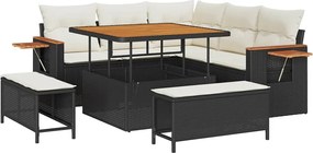 vidaXL Kerti Kanapé Szett párnával 8 pcs Fekete és Krém