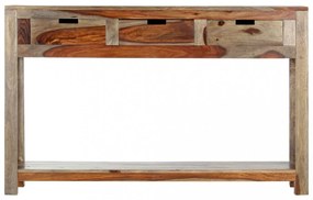 tömör kelet-indiai rózsafa tálalóasztal 3 fiókkal 120x30x75 cm