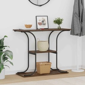 Konzolasztal polcokkal Füstölt tölgy 101 x 35 x 80.5 cm Faanyag