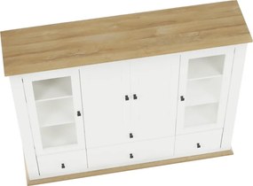 Vitrin MZ6, fehér/grand tölgy, LEON