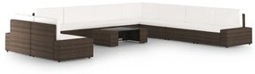 vidaXL 10 részes barna polyrattan kerti ülőgarnitúra párnákkal