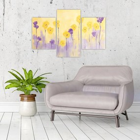 Kép - Lila és sárga virágok (90x60 cm)