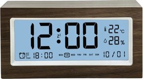 Barna Óra Digitális Ébresztőóra Jvd SB2896 Hőmérő Higrométer Három Riasztás