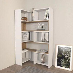 könyvespolc Poyraz - White, Walnut