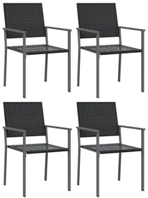 4 db fekete polyrattan kerti szék párnával 54x62,5x89 cm