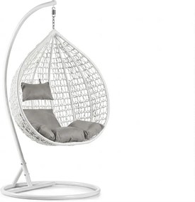 Fehér függőszék KOKON állvánnyal, világos párna