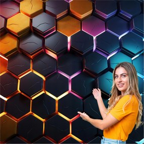 3D Ifjúsági Fotótapéta Hexagon Méhsejt Fiúknak 588x280 HPM01F