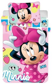 Rózsaszín pamut gyerek ágyneműhuzat babaágyhoz 100x135 cm Minnie "Sweet" – Jerry Fabrics