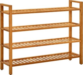 vidaXL tömör tölgyfa cipőtartó 4 polccal 100 x 27 x 80 cm