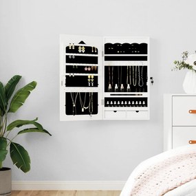 fehér falra szerelhető tükrös ékszerszekrény 37,5x10x67 cm