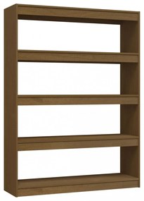 mézbarna tömör fenyőfa könyvszekrény/térelválasztó 100 x 30 x 135,5 cm