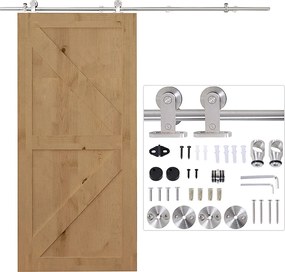 HOMCOM Csúszóajtó Készlet Fa Csúszóajtók Rozsdamentes Acél Sínek | Aosom