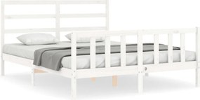 vidaXL fehér tömör fenyőfa ágy matrac nélkül 160 x 200 cm