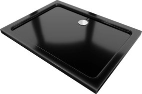 Mexen SLIM - Négyszögletű zuhanytálca 140x100x5cm + króm szifon, fekete, 40701014