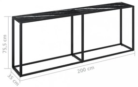 fekete márványszínű edzett üveg tálalóasztal 200 x 35 x 75,5 cm