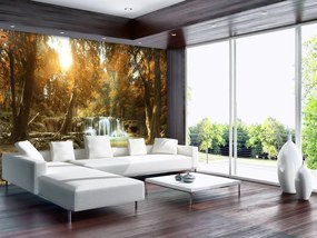 Fotótapéta - Vízesés az őszi erdőben (152,5x104 cm)