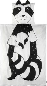 Pamut ágynemű kiságyba RACCOON fekete-fehér Ágyneműhuzat mérete: 40 x 60 cm | 100 x 135 cm