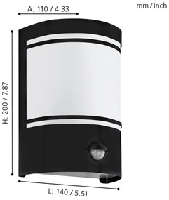 Eglo 99566 - Kültéri fali lámpa érzékelővel CERNO 1xE27/40W/230V IP44