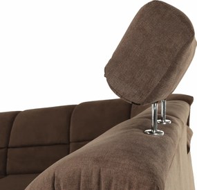 Kinyitható ülőgarnitúra, barna szövet, jobbos, SANTIAGO