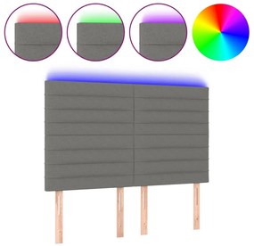 sötétszürke szövet LED-es fejtámla 144x5x118/128 cm
