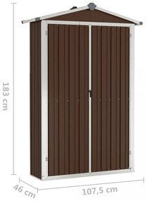 barna horganyzott acél kerti fészer 116x45x175 cm