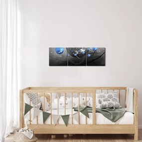 Kék absztrakt gömbök képe (órával) (90x30 cm)