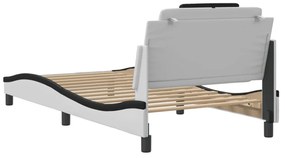 fehér és fekete műbőr ágykeret LED-világítással 100 x 200 cm