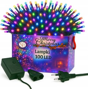 KarĂĄcsonyfa LĂĄmpĂĄk 100 Led 230V 6,5m TöbbszĂnƱ 8 ĂŒzemmĂłd karĂĄcsonyi fĂ©nyek