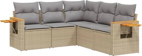 vidaXL 5 részes bézs polyrattan kerti ülőgarnitúra párnákkal
