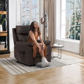 Elektromos vezérlésű barna vintage dönthető fotel. TV-5874 BR