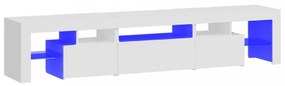 magasfényű fehér TV-szekrény LED lámpákkal 200x36,5x40 cm
