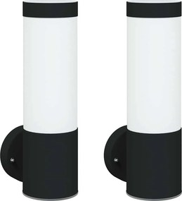 vidaXL Kültéri Fali Lámpa 2 pcs Fekete 12 x 8,5 x 27 cm