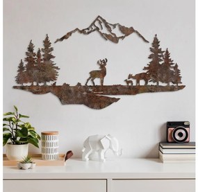 Fali dekoráció 2 db 70x38 cm szarvas fém/barna