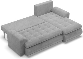 Tokio sarokkanapé, 2 ágyneműtartóval, kordbársony, jobboldali, szürke