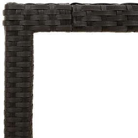 fekete polyrattan üveglapos kerti asztal 90 x 90 x 75 cm