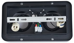 Lekerekített felületre szerelhető spotlámpa fekete 2-lámpás forgatható és dönthető - Dox