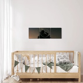 Egy éjszakai égbolt fákkal képe (órával) (90x30 cm)