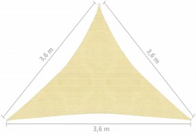 3,6x3,6x3,6 m háromszög alakú bézs HDPE napernyő