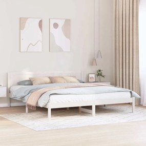 Ágykeret Fehér 200 x 200 cm Tömör fenyőfa
