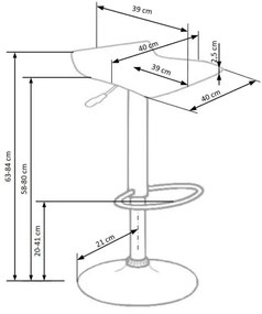 Bárszék 84x40 cm fekete/krom