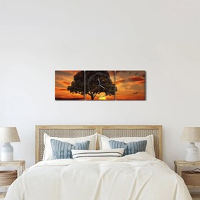 Fa képe naplementével (órával) (90x30 cm)