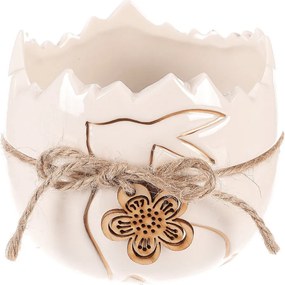 Kerámia virágtartó tojás formában nagyobb méretű fehér