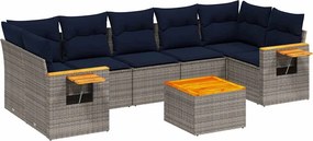 vidaXL 8 részes szürke polyrattan kerti ülőgarnitúra párnával